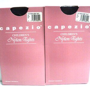 Capezio Children's Nylon Seamless Tights Sz M Dance, Cheer Lot of 2 Black 3C NEW